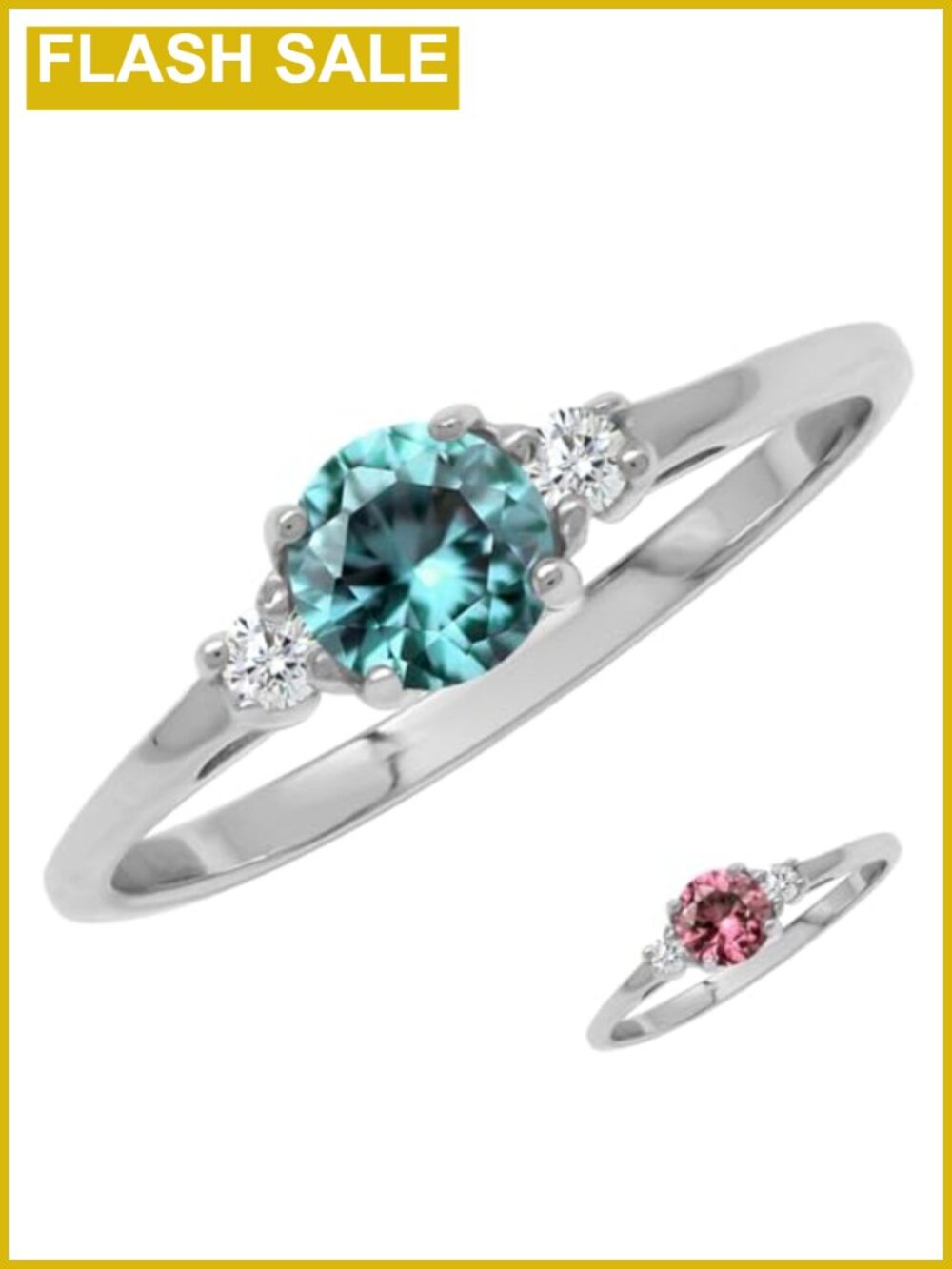 Petite Round Created Alexandrite CZ 925 Sterling Silver Promise Ring